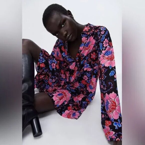 ZARA NWT FLORAL PRINT BABYDOLL DRESS - S - Picture 7 of 9